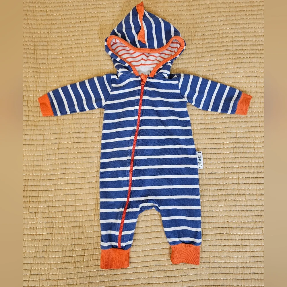 Purl Lamb Striped 100%‎ Cotton Onesie Unisex Dinosuar 0/6 M Playful Dinosaur
